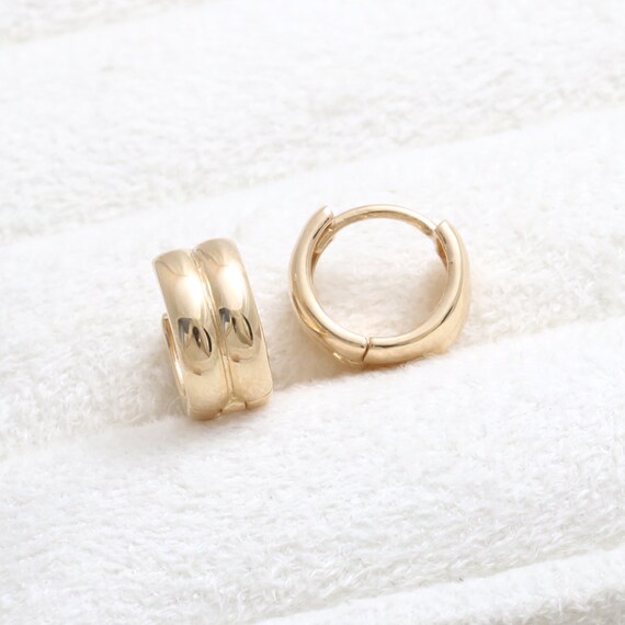 14K 18K Solid Gold Shiny Polished Minimalist Chunky Double