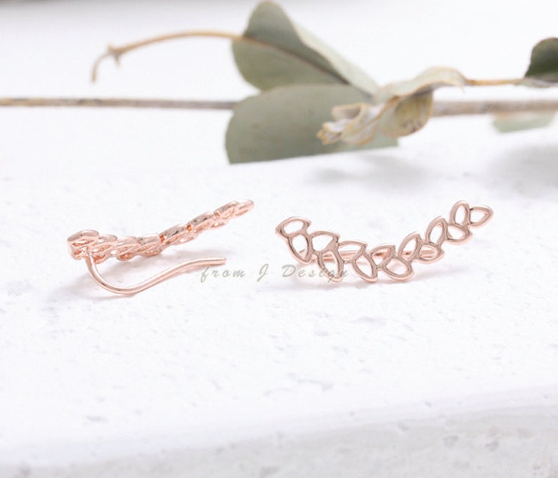 Zigzag Leaf Ear Crawlers-1pair Leaves Branch Ear Climbers