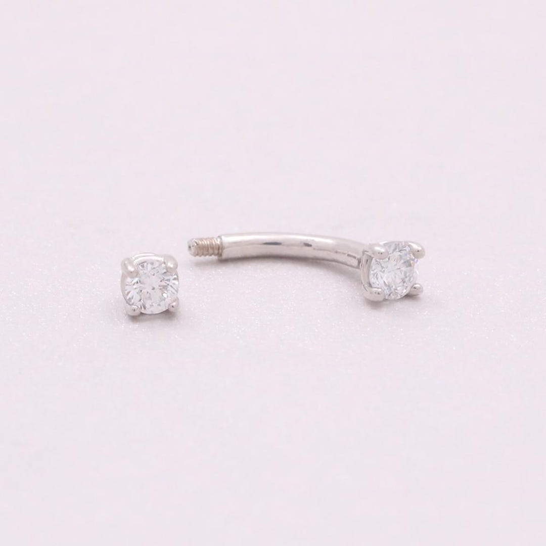 14K 18K Gold Dual 2.5mm, 3mm CZ, Moissanite, Lab or Genuine Diamond 4 ...