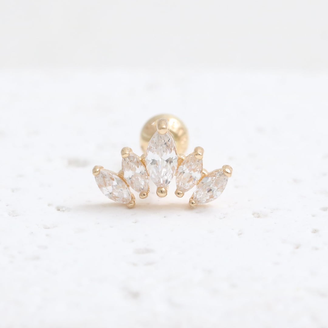 Piercing Hélix Couronne Tiara En Zircon - Acier Inoxydable, Vis, Neuf Avec étiquettes