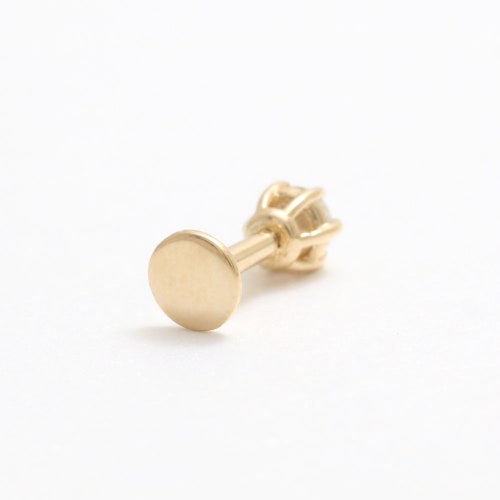 14K 18K Solid Gold 0.1ct Moissanite 6 Prongs Setting Ear Stud, shops Cartilage, Tragus, Helix, Conch, Externally Threaded Labret Ear Piercing