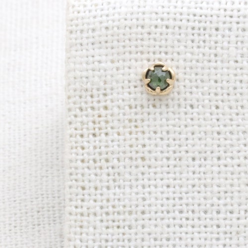 14K 18K Solid Gold Genuine shops Green Diamond Tiny Flower Stud, Cartilage, Tragus, Helix, Conch, Lobe, Piercing Earring-16G, 18G/ 1qty