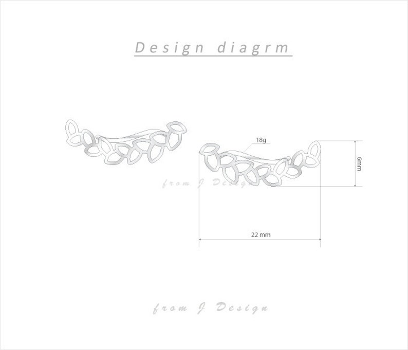 Zigzag Leaf Ear Crawlers-1pair Leaves Branch Ear Climbers