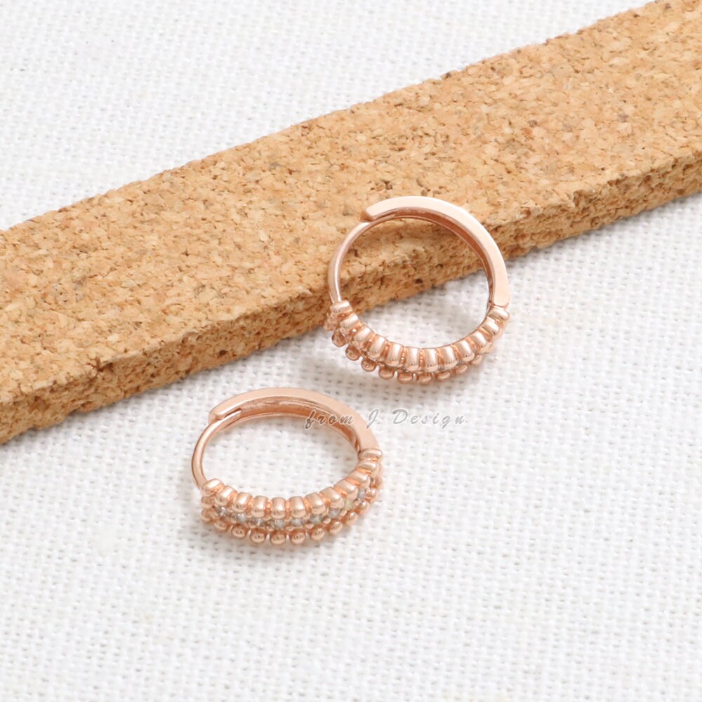 14K 18K Solid Gold Genuine Cognac Diamonds Tiny Dots Accent - Etsy