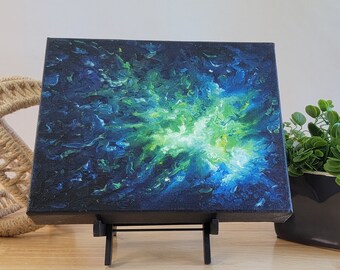 Splendido dipinto cosmico moderno, pittura a olio spaziale astratta originale, osservazione delle stelle, decorazione murale contemporanea della galassia, arte con impressioni strutturate