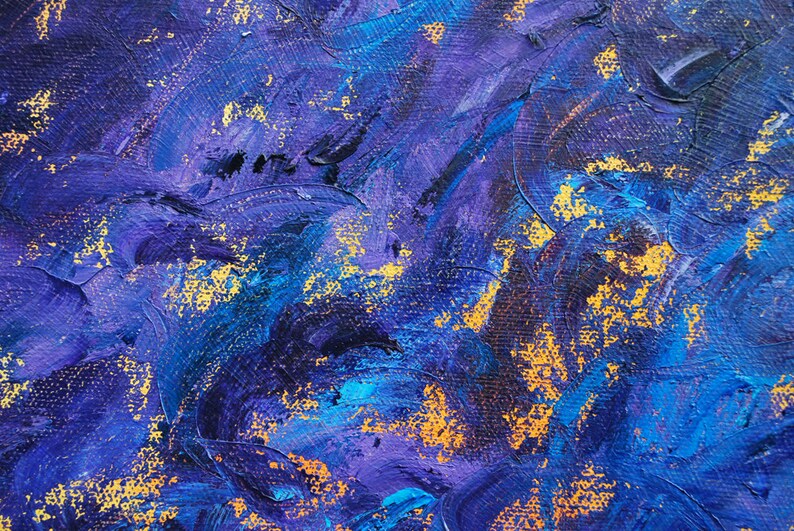 Impressionist Wall Art Original Blue and Purple Contemporary Modern Art Abstract 16x 20 Oil Painting by Joanna Frick Minimal Canvas Art