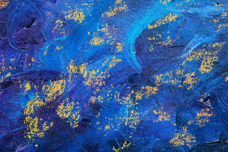 Impressionist Wall Art Original Blue and Purple Contemporary Modern Art Abstract 16x 20 Oil Painting by Joanna Frick Minimal Canvas Art