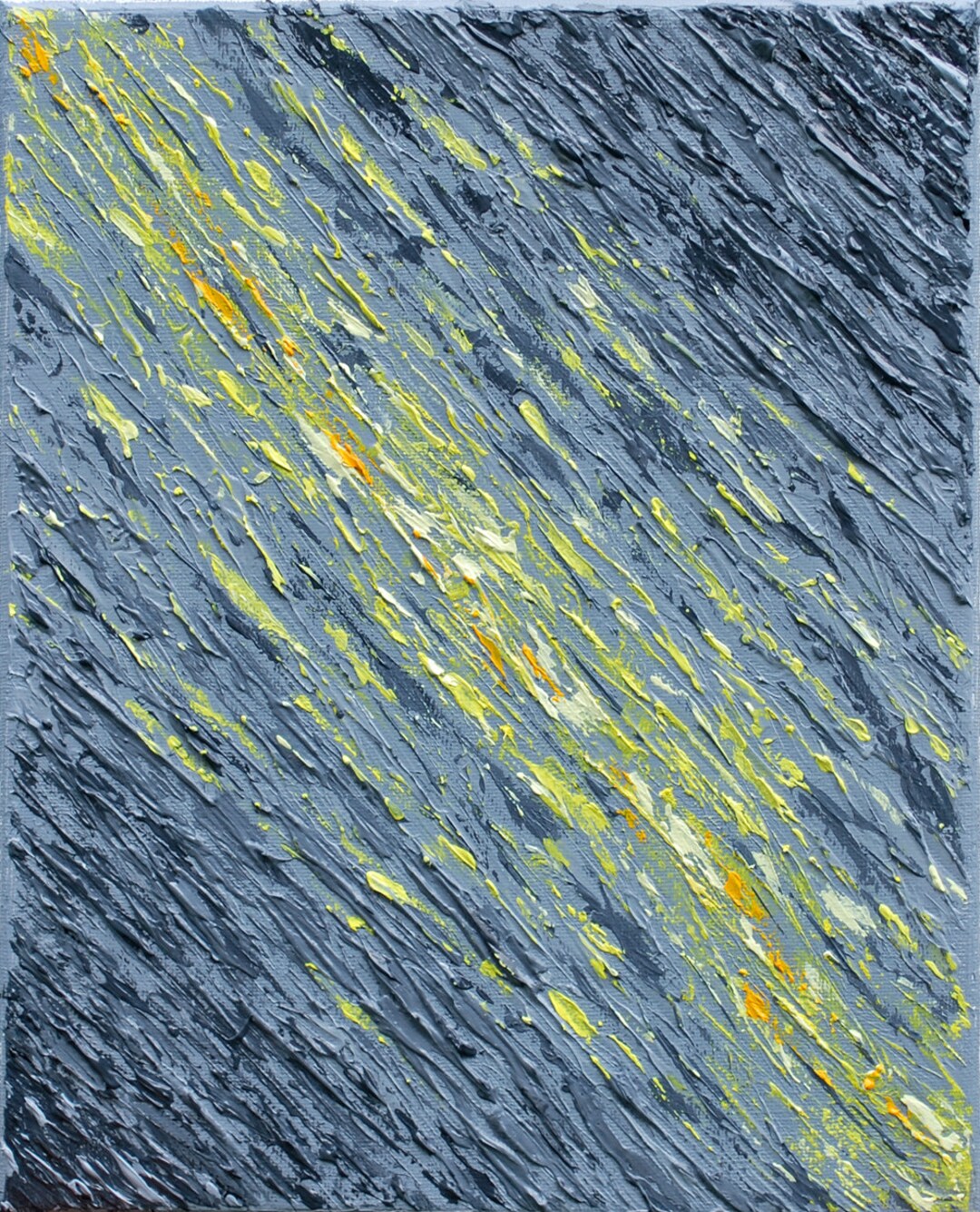 Minimal Gray and Yellow Art, Original Modern Abstract Oil Painting, 8 X