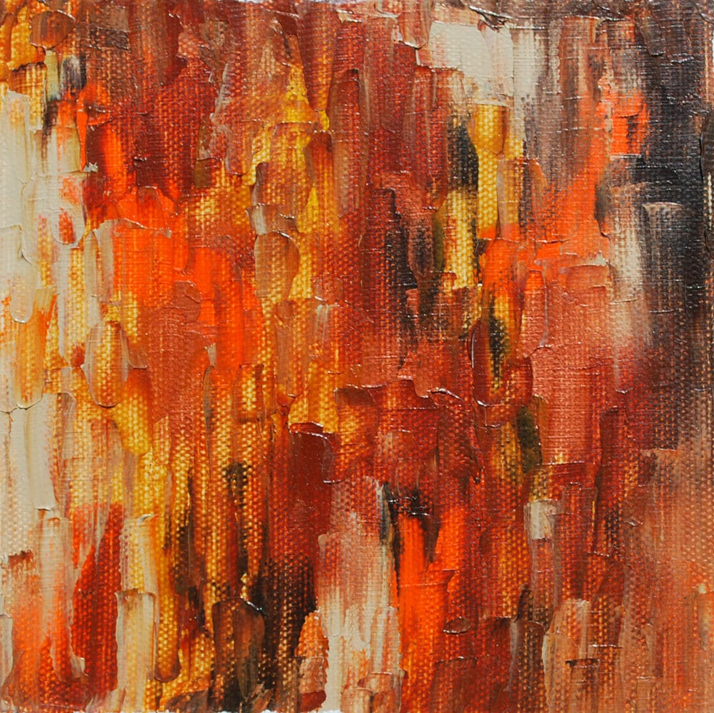 Acrylic Painting Art & Collectibles Abstract Orange Painting