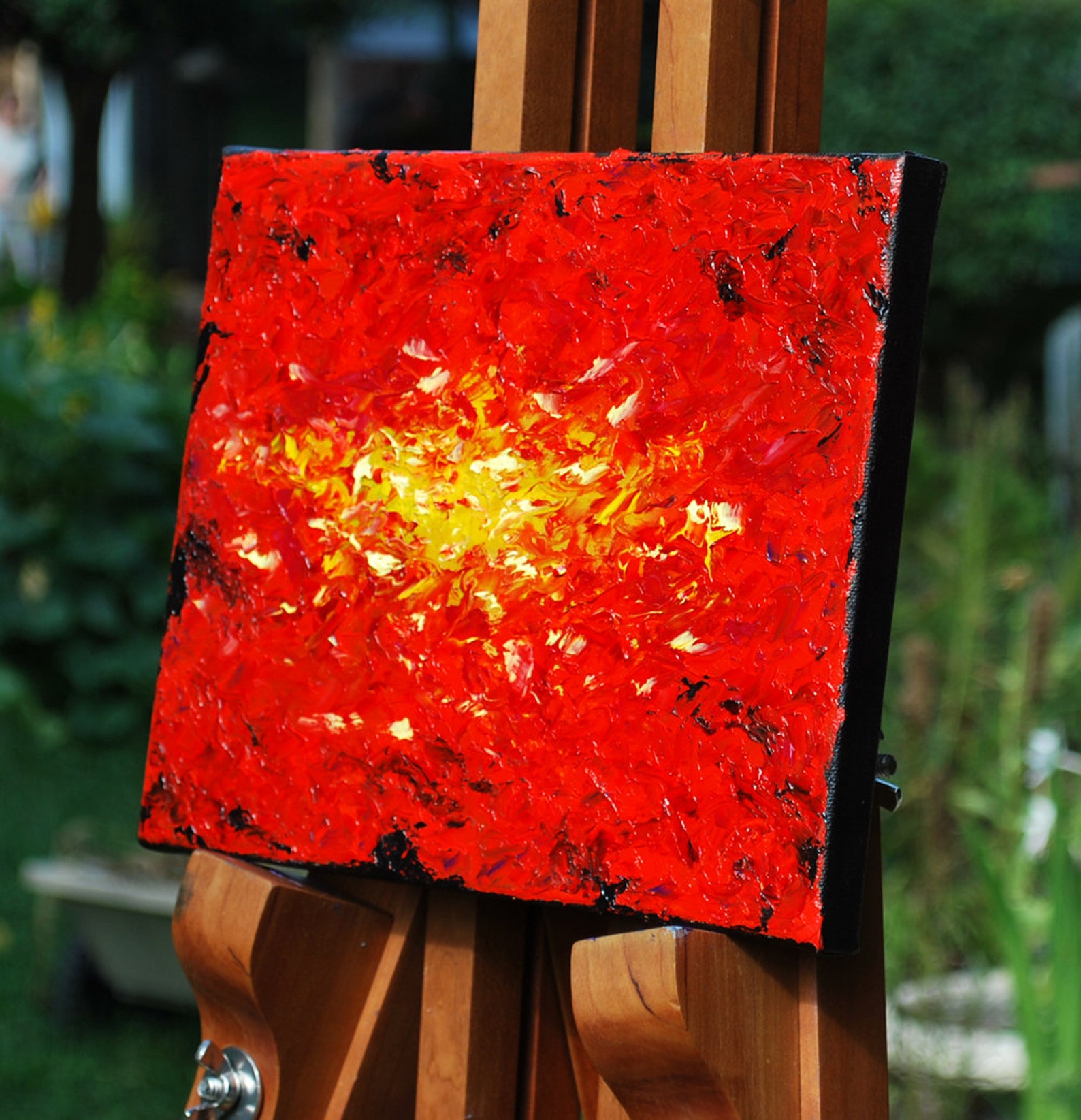 Original Heavily Textured Red and Yellow Oil Painting - Etsy