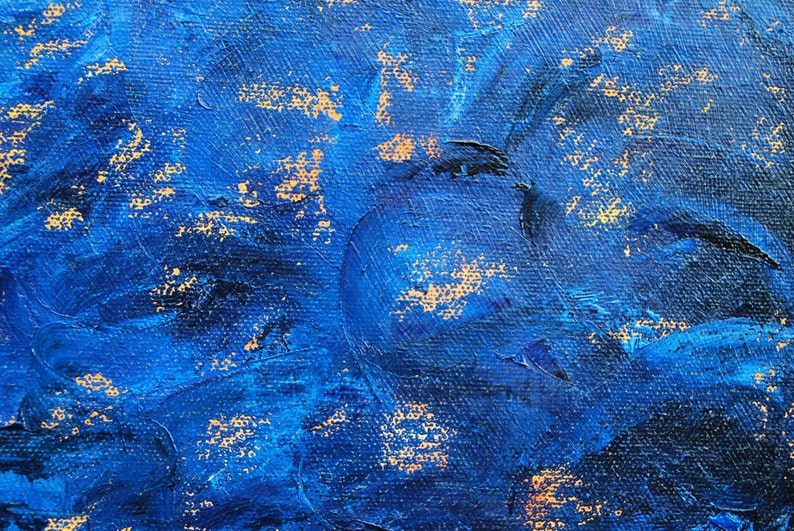 Impressionist Wall Art Original Blue and Purple Contemporary Modern Art Abstract 16x 20 Oil Painting by Joanna Frick Minimal Canvas Art