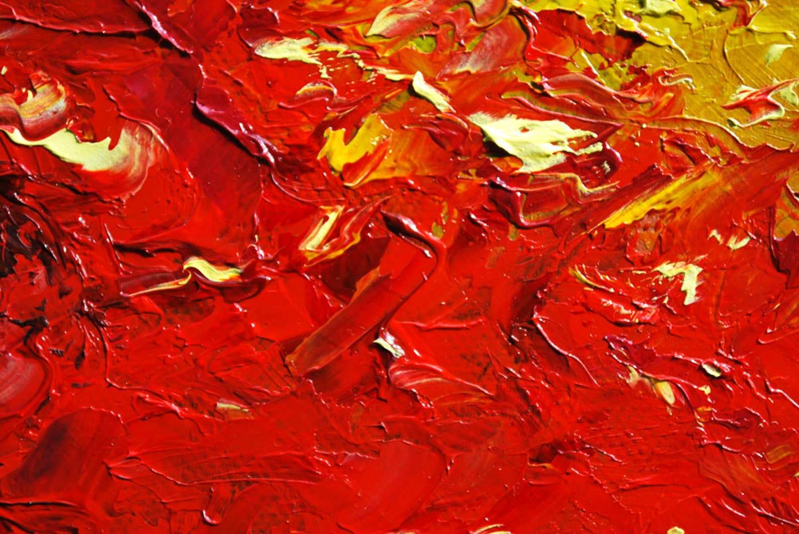 Original Heavily Textured Red and Yellow Oil Painting - Etsy