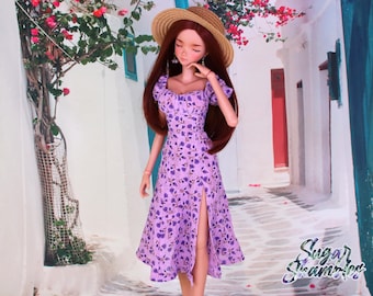 Milk Maid Dress in Purple for Smart Doll, Dollfie Dream and Similar Sized BJDs