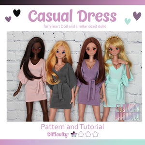 Smart Doll Sewing Pattern and Tutorial - Casual Dress, Easy to make.