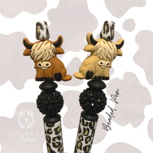 Highland Cow Custom Beaded Pen