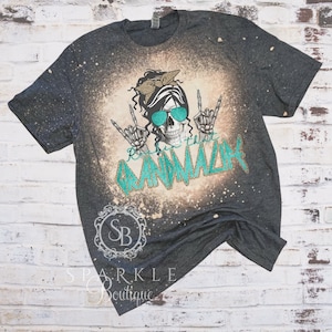 スカルシャツ、グランマライフTシャツ、ロッキンザットグランマライフブリーチシャツ、ダメージ加工Tシャツ