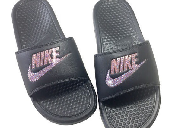 womens rose gold nike slides