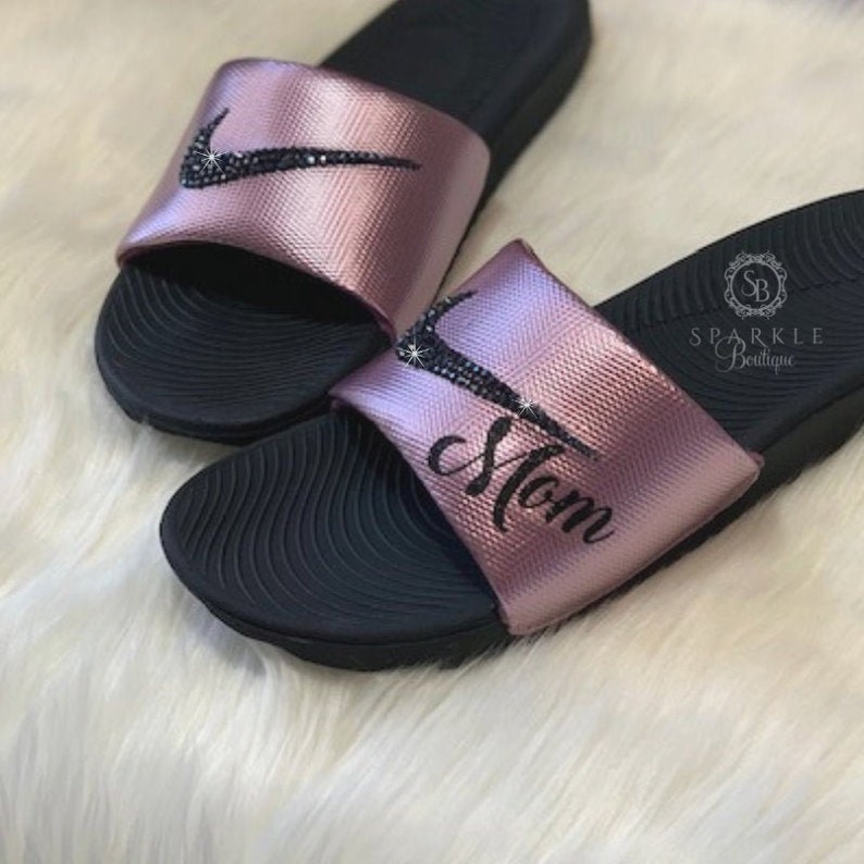 glitter nike slides