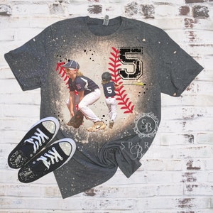 Custom Picture Baseball Shirts - Baseball Mom Shirt - Personalized Photo Shirt - Custom Sports Mom - Baseball Season - Ball Mom - Bleached