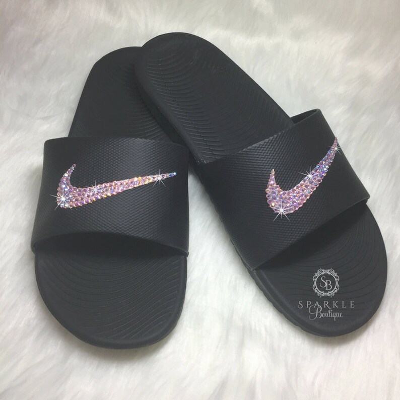 sparkly nike slides