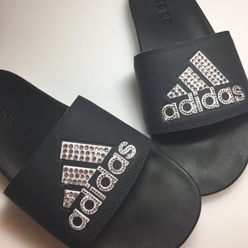 sparkly adidas slides