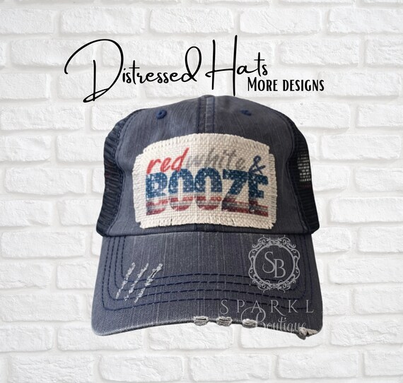 4th of July Hat Red White Booze Hat 