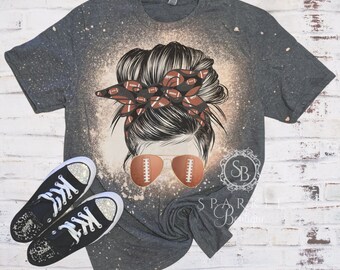 Football Mom Shirt, Bleached Football Mom Tee, Football Season, Distressed Football Shirt, Football T Shirt