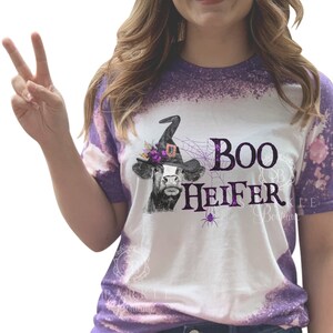 Halloween Shirt - Boo Heifer - BLEACH Tee - Graphic Shirt - Halloween Shirt - Distressed Tee - Bad Witch  - Bleached Tshirt - Witch Tee
