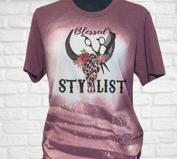 Hairdresser Tee - Stylist Shirt - Hairdresser Shirt - Bleach Shirt - Blessed Stylist Tee - Distressed Tee - Stylist Gift - Cosmetology Gift