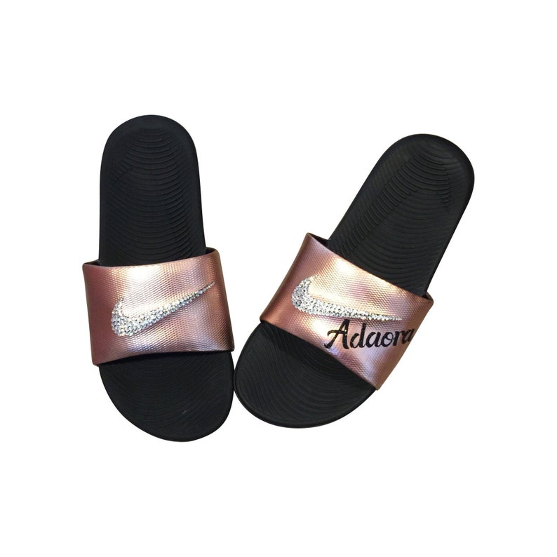 nike kawa slide rose gold