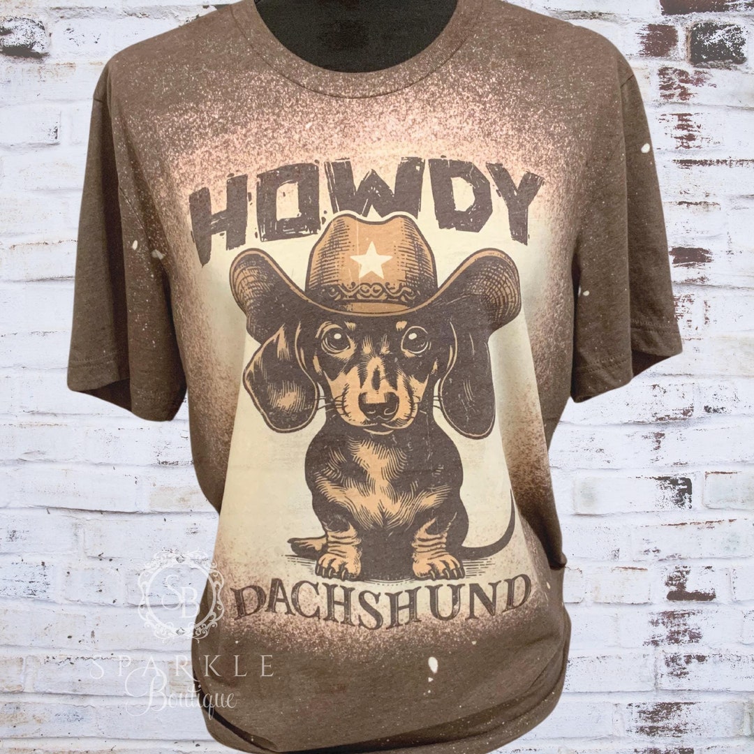 VINTAGE 1970s BROWN DACHSHUND SAUSAGE DOG SHIRT DISCO NOVELTY KITSCH 36” S