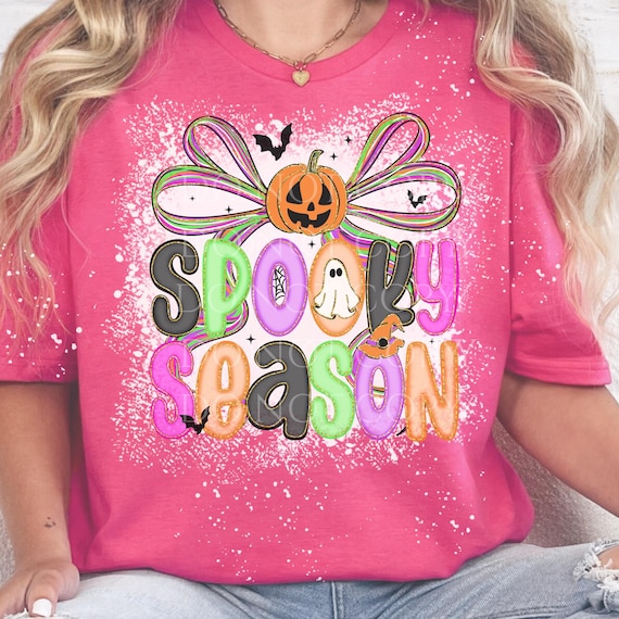 Spooky Season Shirt Cute Halloween Shirt with Coquette Bow