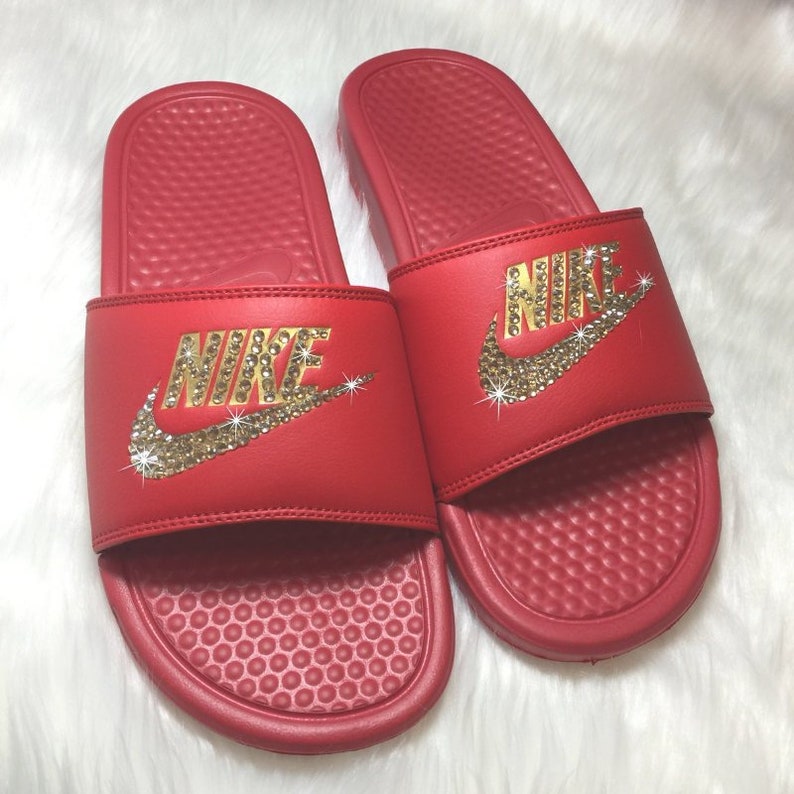 nike slides maroon gold