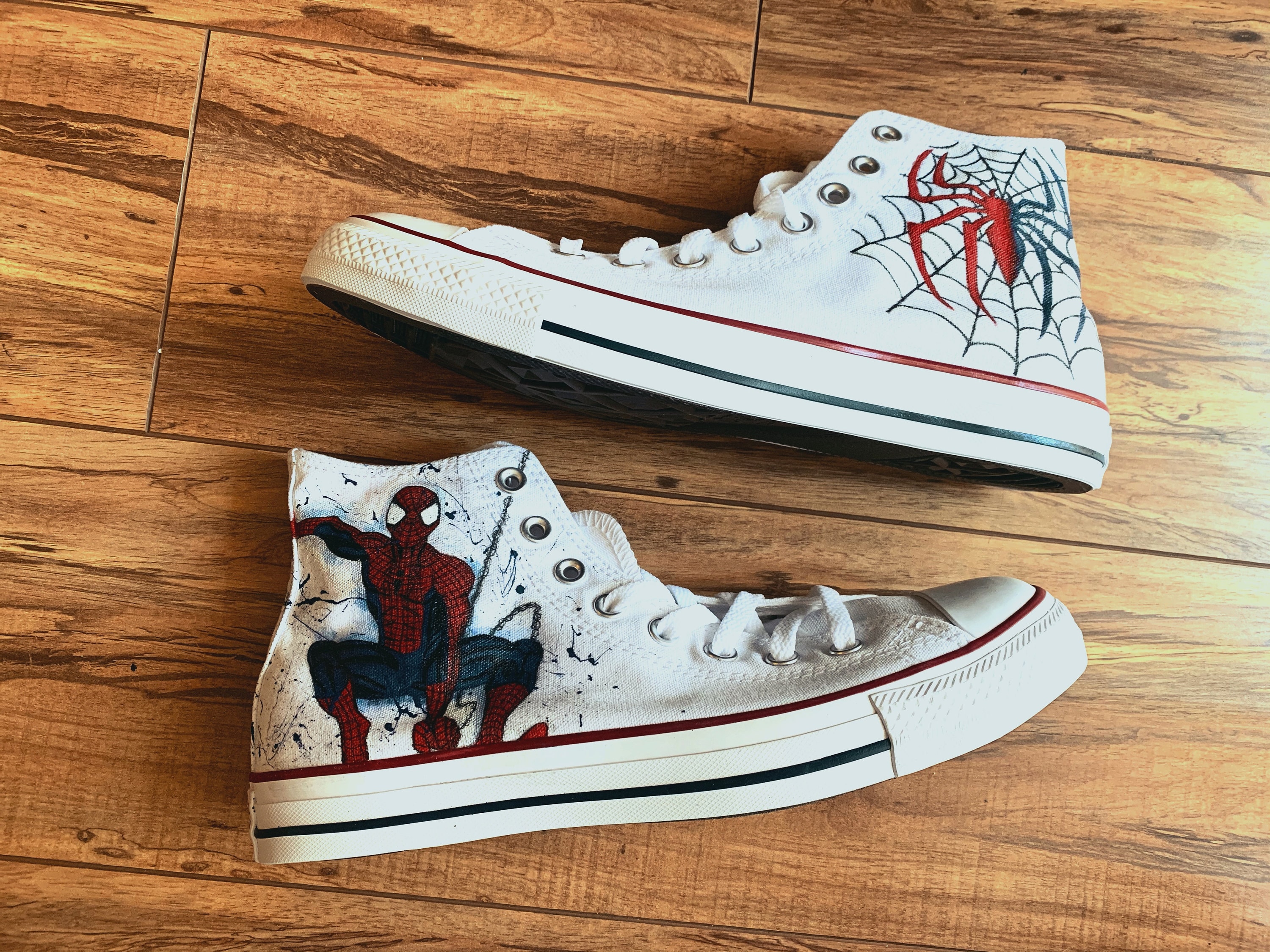 Spiderman High Top Converse - Etsy India
