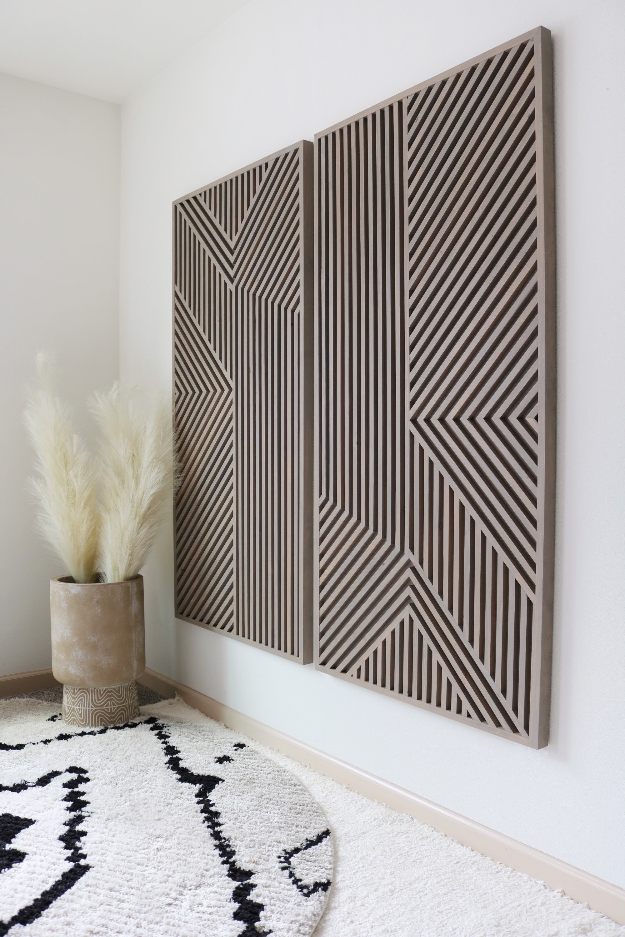 Slat Wood Wall Art Geometric Slat Art Modern Wood Art Wood Etsy