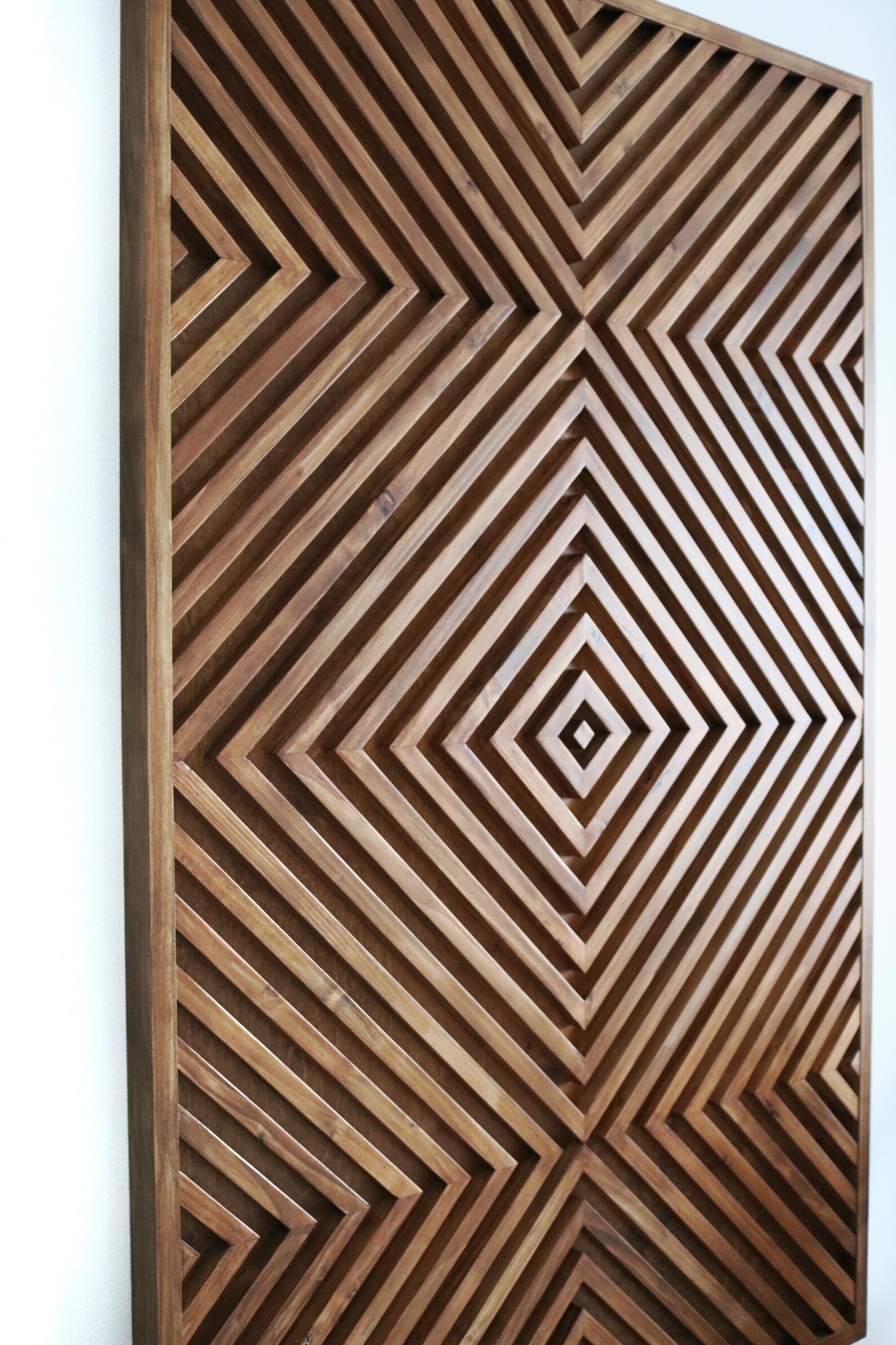 Wood Slat Art Large Wood Slat Art Modern Slat Art Geometric Etsy