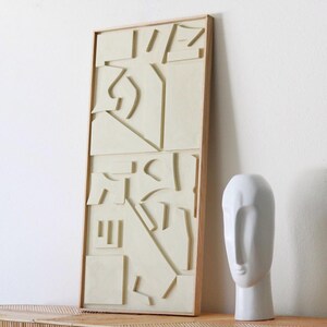 Textured Sound Diffuser Panel, Art Deco, Whitewashed Oak Trim