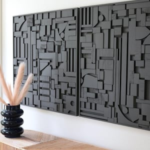 Modern Mosaic Art | Black Oak Brutalist Wall Art Blank Space Studios