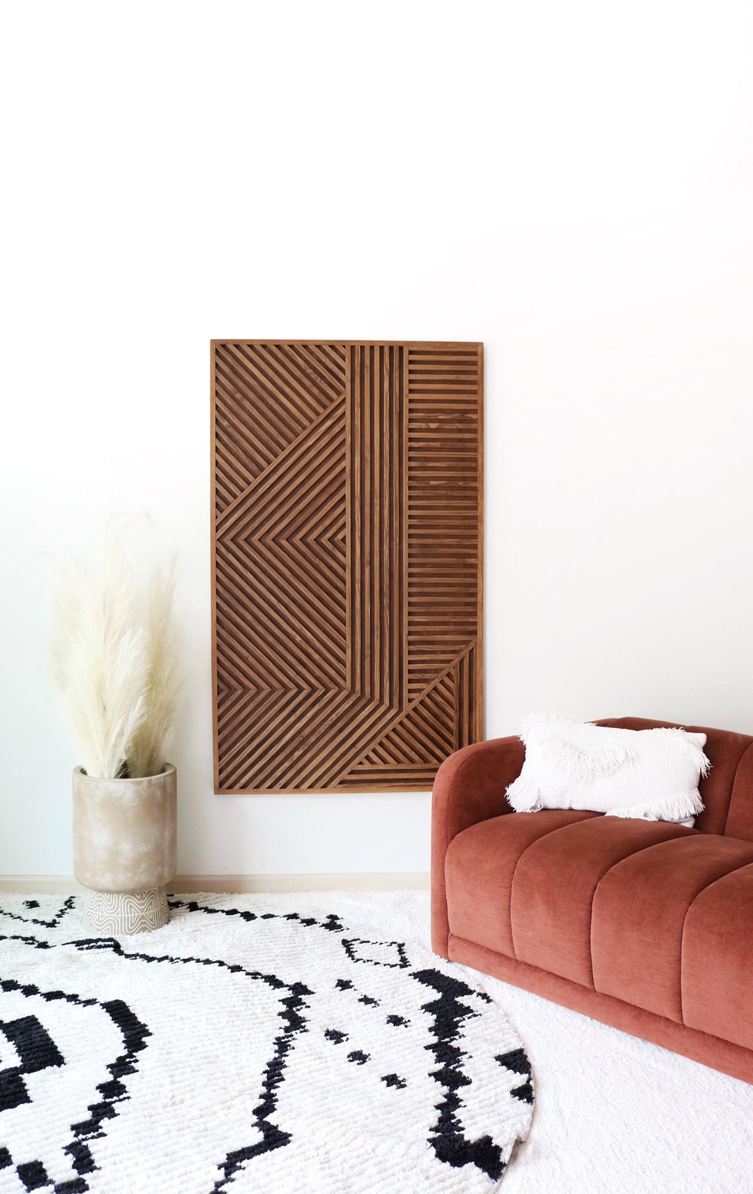 Modern Slat Wood Art Slat Wood Wall Art Geometric Wood Art Etsy