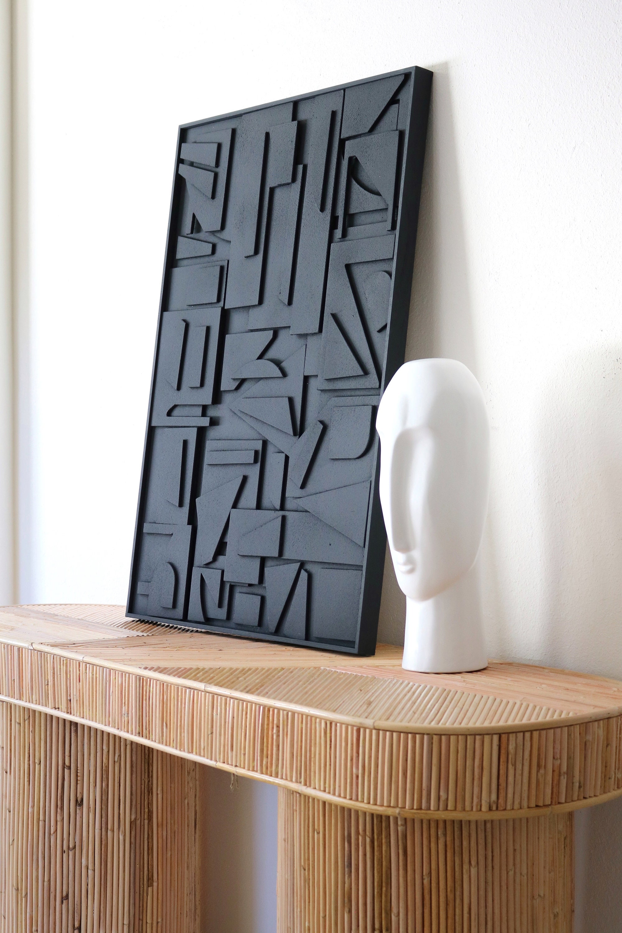 Abstract Wood Sculpture, Wall Hanging, Oak Wood Wall Art, 'Wood strips'.