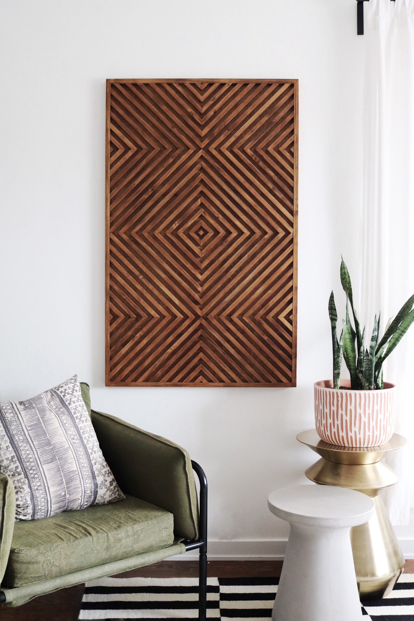 Wood Slat Art Large Wood Slat Art Modern Slat Art Geometric Etsy