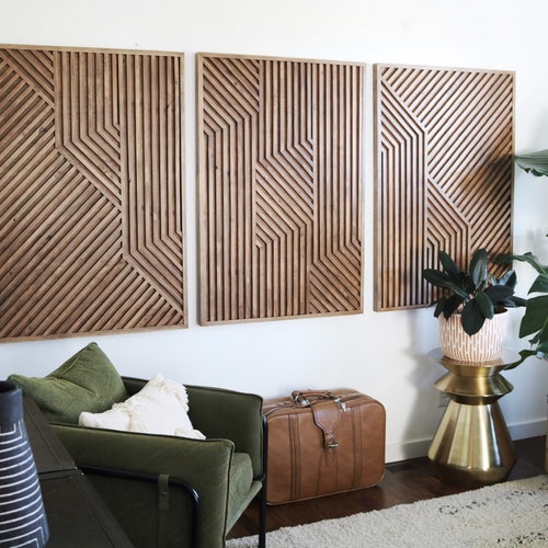 Modern Wood Art Geometric Wood Art Wood Slat Art Rustic Etsy
