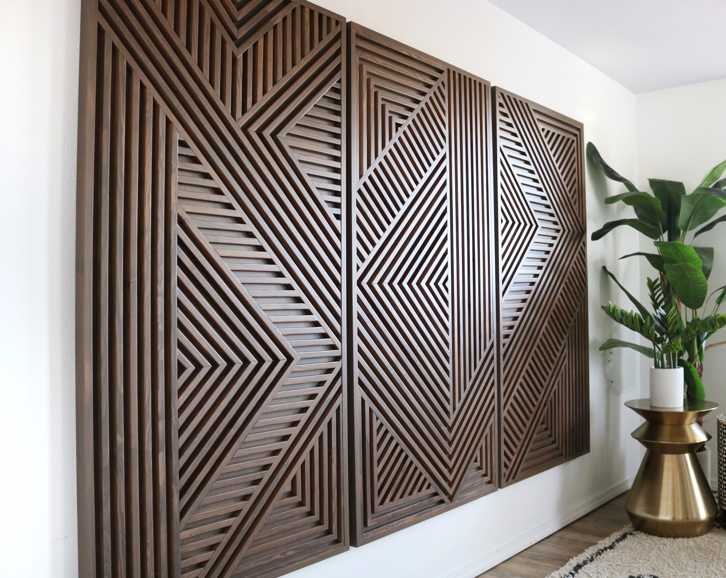 modern geometric wood wall art