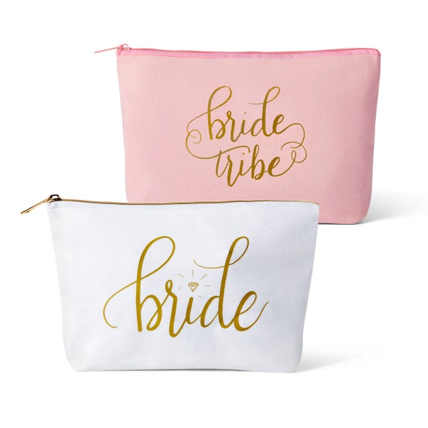 Bride Tribe and Bride Canvas Makeup Bags - Available in Multiple Colors!