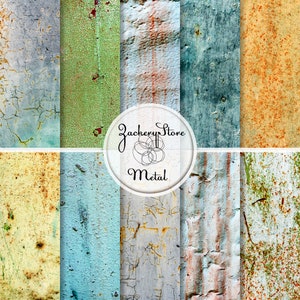 SHABBY METAL Digitale Scrapbook Craft Paper Pack Texture Set 10 Papers 300 dpi #107
