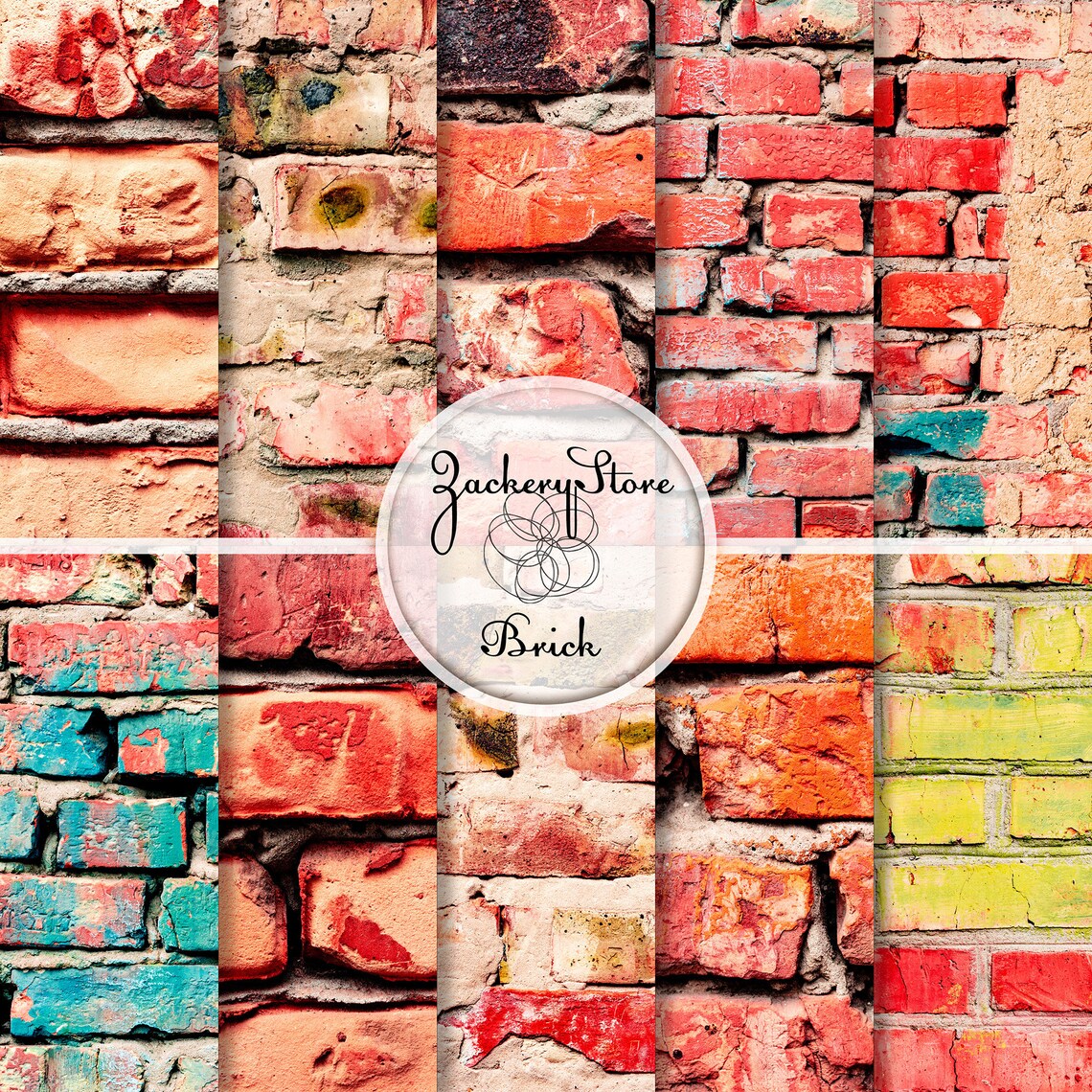 BRICK WALL Digital Scrapbook Craft Paper Pack Texture Set 10 Etsy