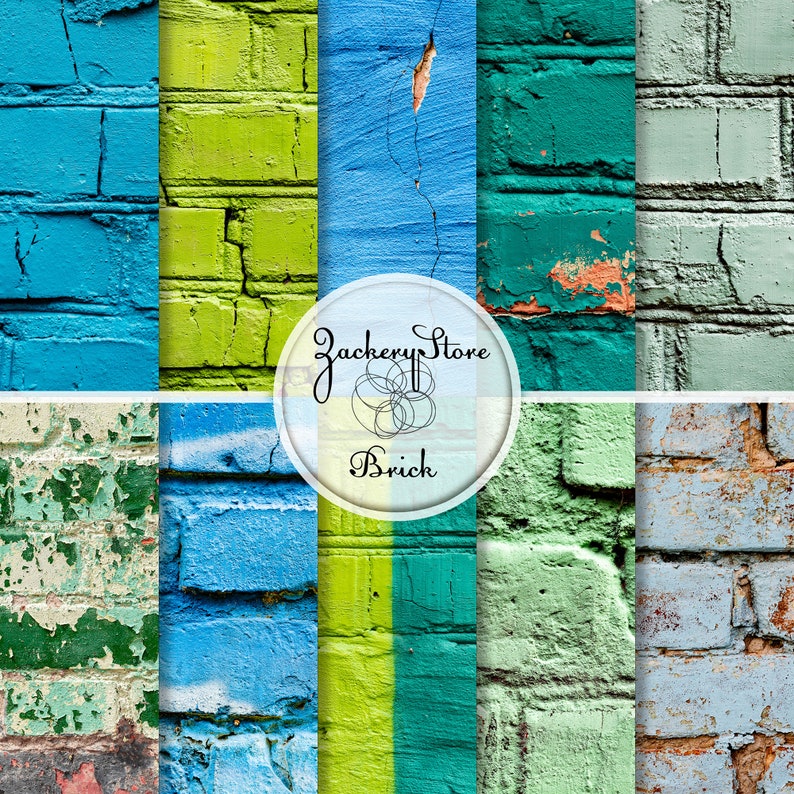 BRICK WALL Digital Scrapbook Craft Paper Pack Texture Set 10 Papers 300