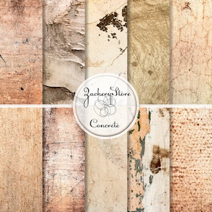 CONCRETE WALL Digital Scrapbook Craft Paper Pack Texture Set 10 Papers 300 dpi #108