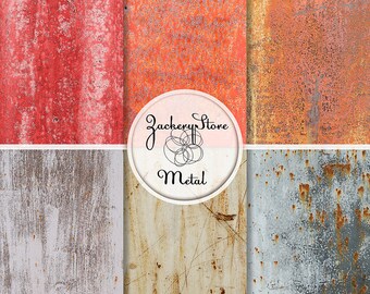 RUSTY METAL Digital Scrapbook Craft Paper Pack Texture Set 6 Papers 300 dpi #015