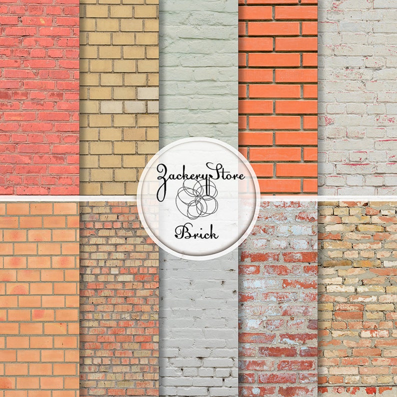 BRICK WALL Digital Scrapbook Craft Paper Pack Texture Set 10 Etsy España